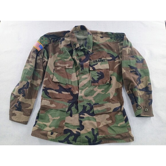 Other - US ARMY Military Woodland Camo Coat BDU Large Long 8415-01-084-1644 patches ***